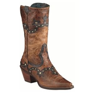 Cowgirl Boho Women's Size 8 Cowboy Retro Boots Pointed Square Toe Studded